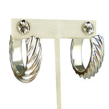 Simon Sebbag Large Ridged Sterling Silver Hoop Earrings E2460 - ILoveThatGift