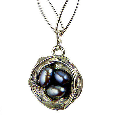 Wishnest Little Nest Necklace - Nest with 3 Gray Pearls by Alise Sheehan - ILoveThatGift