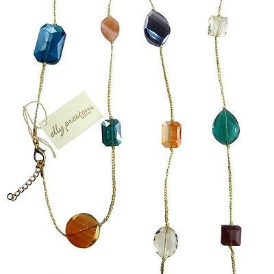 Long Multicolor Chunky Crystal Necklace Braided Gold Silk Thread  Margot by Elly - ILoveThatGift