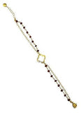 Gold Fill Clover Beaded Chain Bracelet with Garnets by Athena Designs - ILoveThatGift