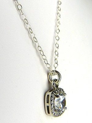 Small Square Pendant Sterling Silver and CZ Crystal Necklace by Athena Designs - ILoveThatGift