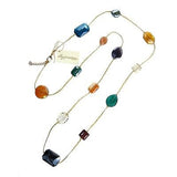 Long Multicolor Chunky Crystal Necklace Braided Gold Silk Thread  Margot by Elly - ILoveThatGift