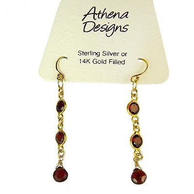 Garnet Bezel Set Stone Drop Earrings by Athena Designs - ILoveThatGift