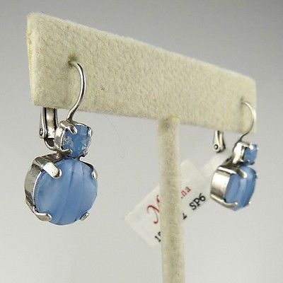 Mariana Handmade Swarovski Crystal Large Round Earrings 1037 1343 Blue Opal Swirl - ILoveThatGift