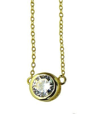 6M Round Crystal Necklace Sterling Silver or Yellow Gold or Rose Gold Athena Des - ILoveThatGift