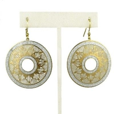 Gold tone Silver Sparkle Round Disc Earrings RUSH Denis Charles - ILoveThatGift