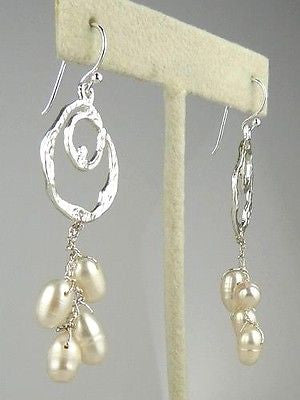 Charlie Silver White Freshwater Pearl Silver Swirl Earrings Elly Preston - ILoveThatGift