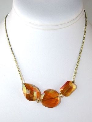 Chunky Crystal Necklace on Braided Gold Silk Thread Apricot Margot by Elly Prest - ILoveThatGift