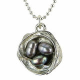 Wishnest Wishcharm Little Nest Necklace - Nest with 3 Gray Pearls by Alise Sheeh - ILoveThatGift