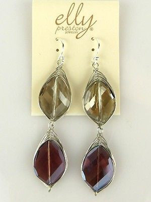 Chunky Crystal Earrings on Silver Wire - Amethyst Smoky Margot by Elly Preston - ILoveThatGift
