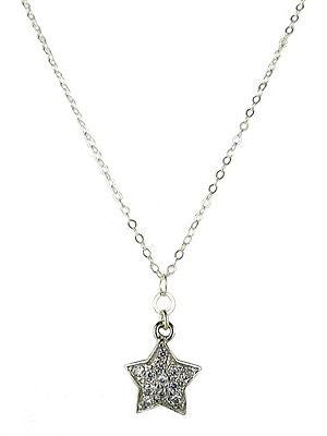 Glittering Rhodium Plated Pave Crystal Star Necklace by Athena Designs - ILoveThatGift