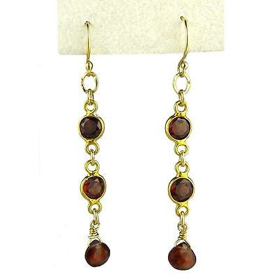 Garnet Bezel Set Stone Drop Earrings by Athena Designs - ILoveThatGift