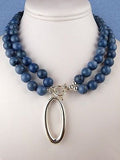 Convertible Long Dumortierite Blue Silver Simon Sebbag Necklace Oval Pendant - ILoveThatGift