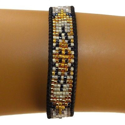 Chan Luu Woven Seed Bead Cuff Bracelet Black Gold Mix  BG3746 - ILoveThatGift