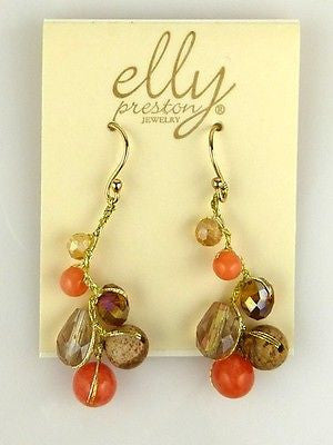 Cadence Coral Gold Wire Metallic Earrings Silk Thread Elly Preston - ILoveThatGift
