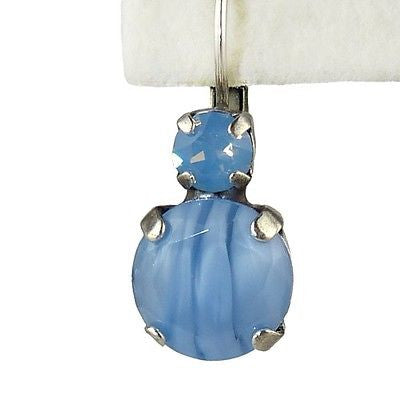 Mariana Handmade Swarovski Crystal Large Round Earrings 1037 1343 Blue Opal Swirl - ILoveThatGift