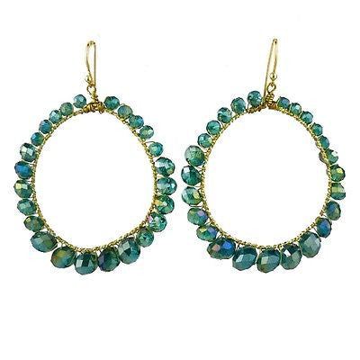 Lexi Earrings Teal Blue Crystals on Gold Wire by Elly Preston - ILoveThatGift