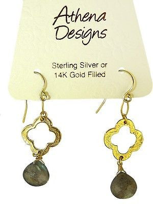 Labradorite Clover Earrings by Athena Designs Gold Filled - ILoveThatGift