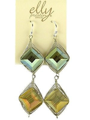 Chunky Crystal Earrings on Silver Wire - Sage Citrine Margot by Elly Preston - ILoveThatGift