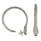 Kenneth Jay Lane Silver Crystal Snake Hoop Earrings 8247ESCP KJL - ILoveThatGift