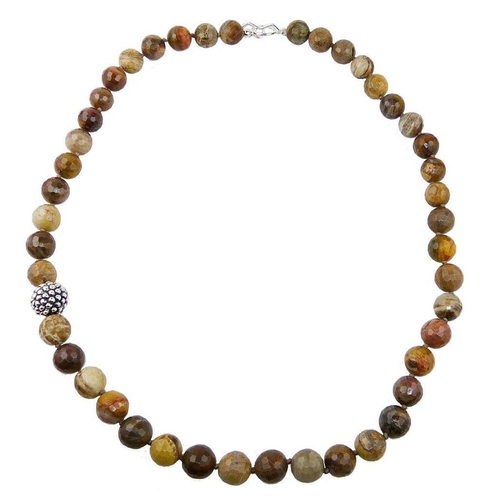 Simon Sebbag Sterling Silver Prosecco Petrified Wood Beads Toggle Clasp Necklace - ILoveThatGift