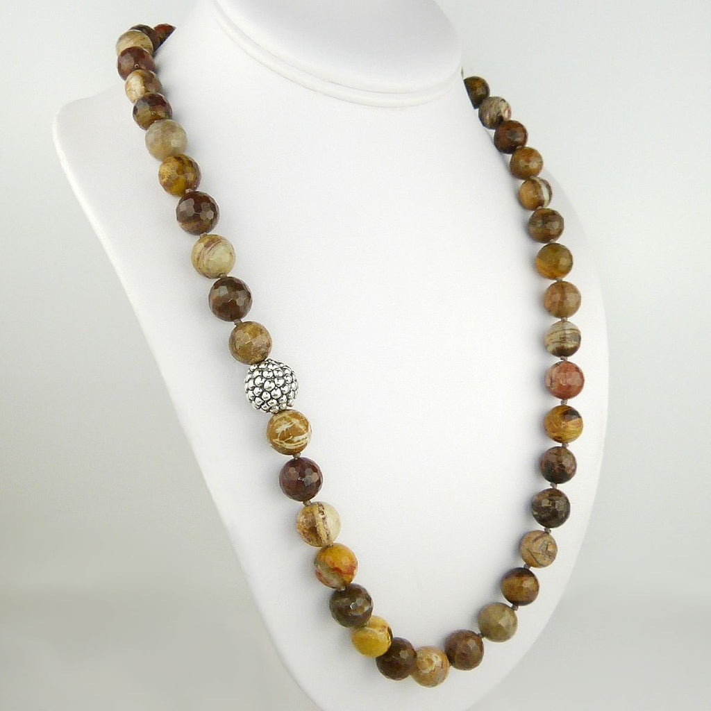 Simon Sebbag Sterling Silver Prosecco Petrified Wood Beads Toggle Clasp Necklace - ILoveThatGift