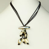 Simon Sebbag Black Leather White Pearl Toggle Necklace Sterling Silver Beads NL100BP - ILoveThatGift