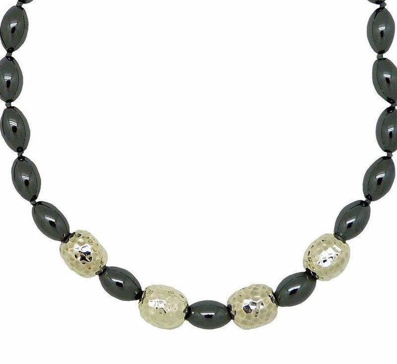 Simon Sebbag Sterling Alternating 4 Hammered Beads Hematite Necklace NB610PH - ILoveThatGift