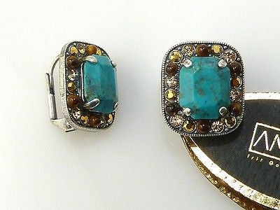 Amaro E188 Leverback Earrings Rectangular Swarovski Crystals - ILoveThatGift