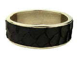 Kemestry Handmade Black Leather Hinged Cuff Bangle Bracelet - ILoveThatGift