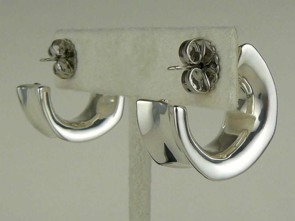 Simon Sebbag Sterling Silver 925 Concave Hoop Earring E2421 Post - ILoveThatGift