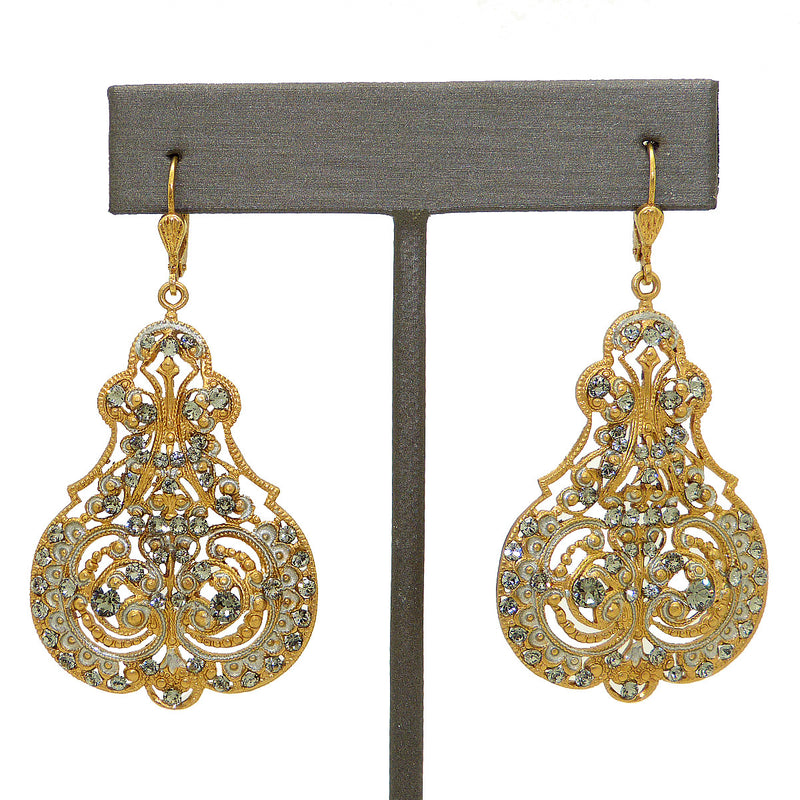 La Vie Parisienne Marie Petite Enamel Contessa Earrings Gold Silver Black Diamond Crystals 3012G Catherine Popesco - ILoveThatGift