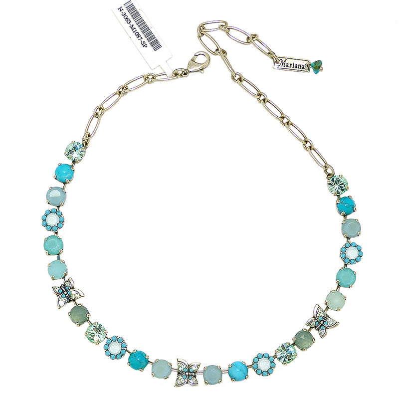 Mariana Handmade Swarovski Silver Necklace 3063 M1087 Butterfly Flower Turquoise - ILoveThatGift