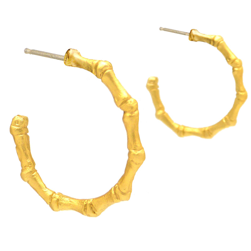 Bamboo Hoop Post Gold Earrings by Michael Michaud 3197 - ILoveThatGift