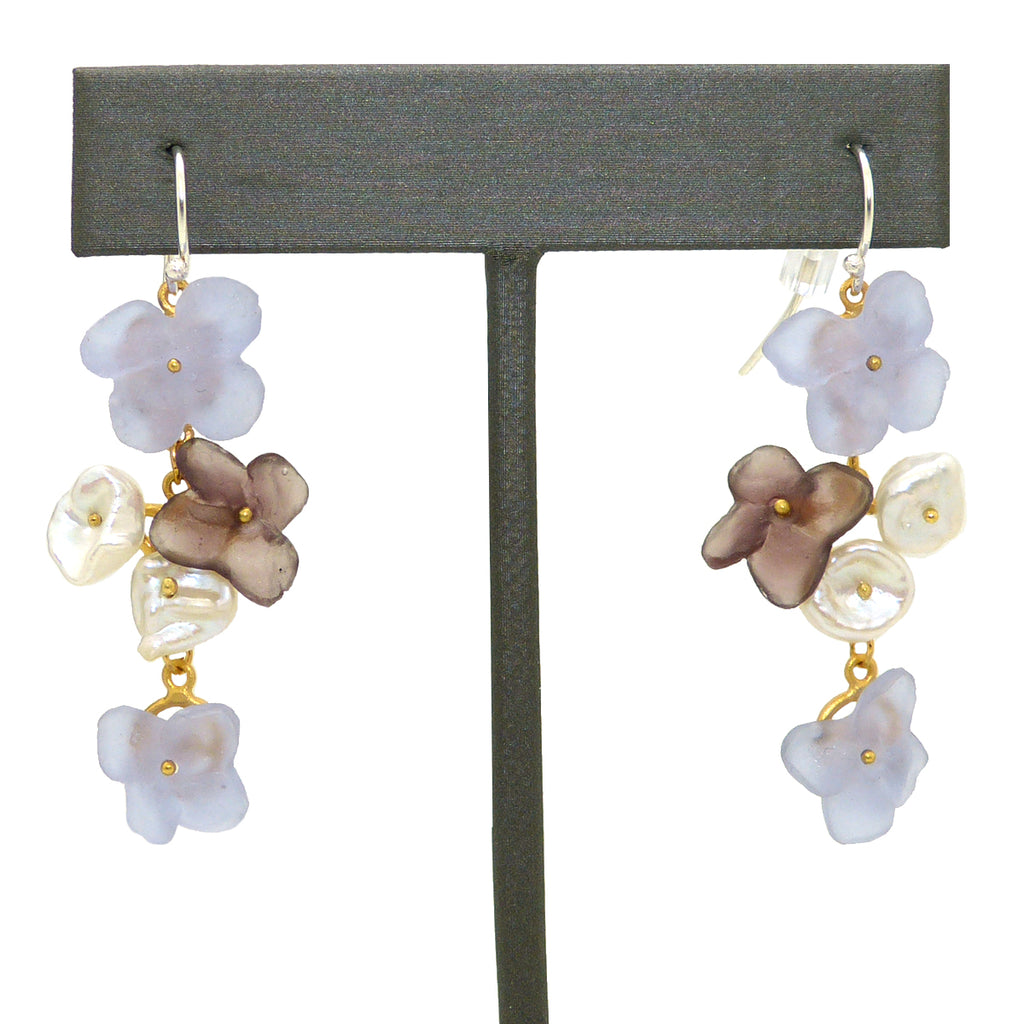 French Bouquet Flower Earrings Lilac Violet Pearl Michael Michaud Nature Silver Seasons 3313 - ILoveThatGift