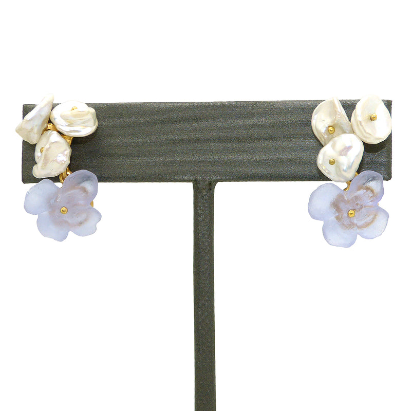 French Bouquet Flower Post Earrings Lilac Violet Pearl Michael Michaud Nature 3314 - ILoveThatGift