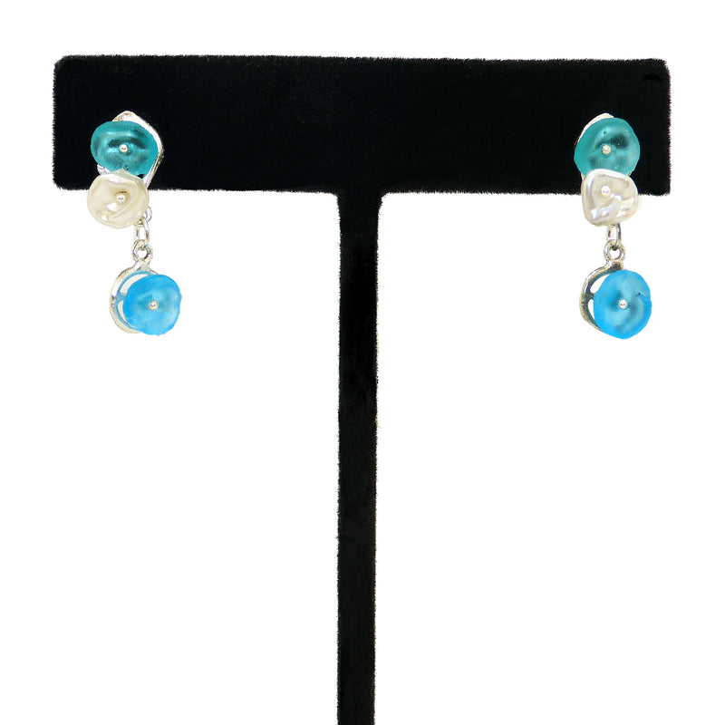 Drift Away Blue Pearl Pebble Post Earrings by Michael Michaud Nature Silver Seasons 3332 - ILoveThatGift