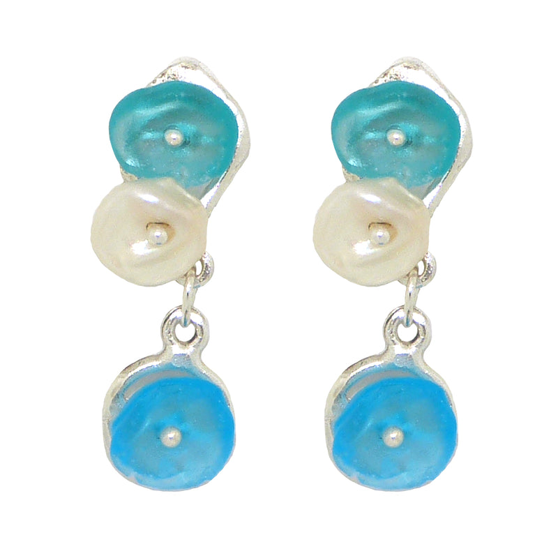 Drift Away Blue Pearl Pebble Post Earrings by Michael Michaud Nature Silver Seasons 3332 - ILoveThatGift