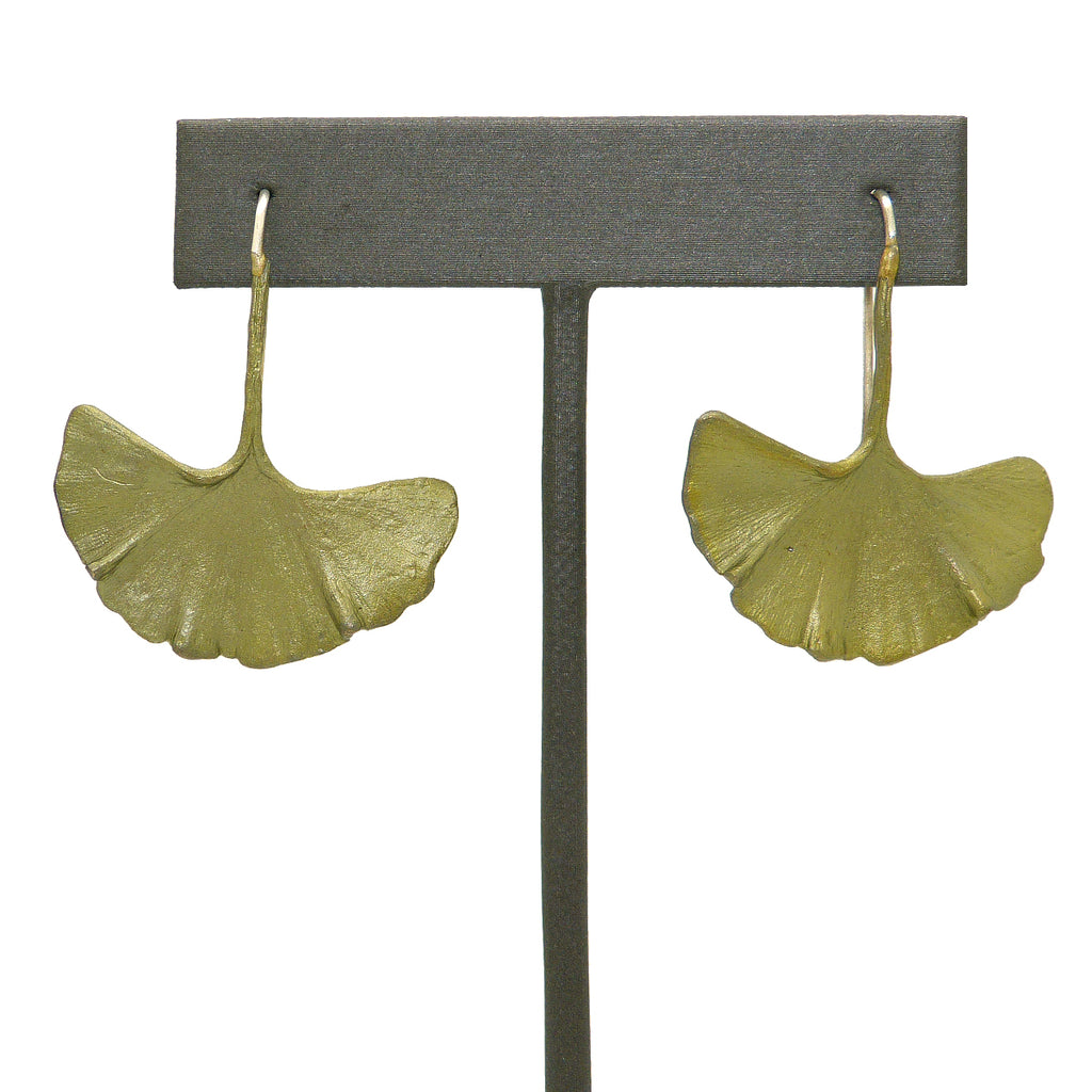 Ginkgo Large Leaf Green Earrings by Michael Michaud Nature Silver Seasons 4803 - ILoveThatGift