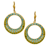 La Vie Parisienne Gold Open Hoop Swarovski Crystal Earrings 4146G Pacific Opal Blue Green - ILoveThatGift