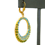 La Vie Parisienne Gold Open Hoop Swarovski Crystal Earrings 4146G Pacific Opal Blue Green - ILoveThatGift