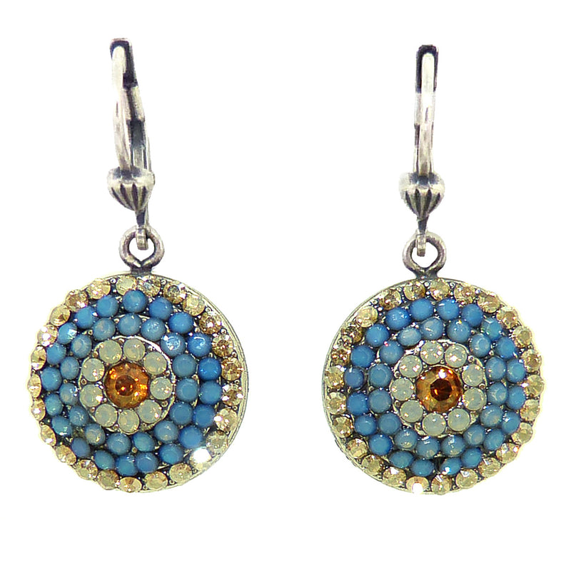 La Vie Parisienne Silver Round Pave Earrings 4148 Air Blue White Opal Citrine - ILoveThatGift