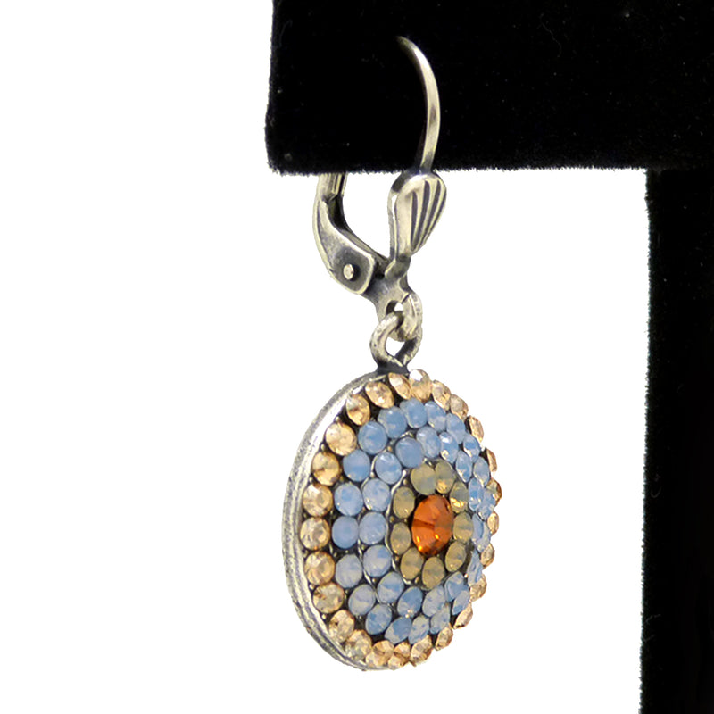 La Vie Parisienne Silver Round Pave Earrings 4148S Blue Pacific Opal Citrine Popesco - ILoveThatGift