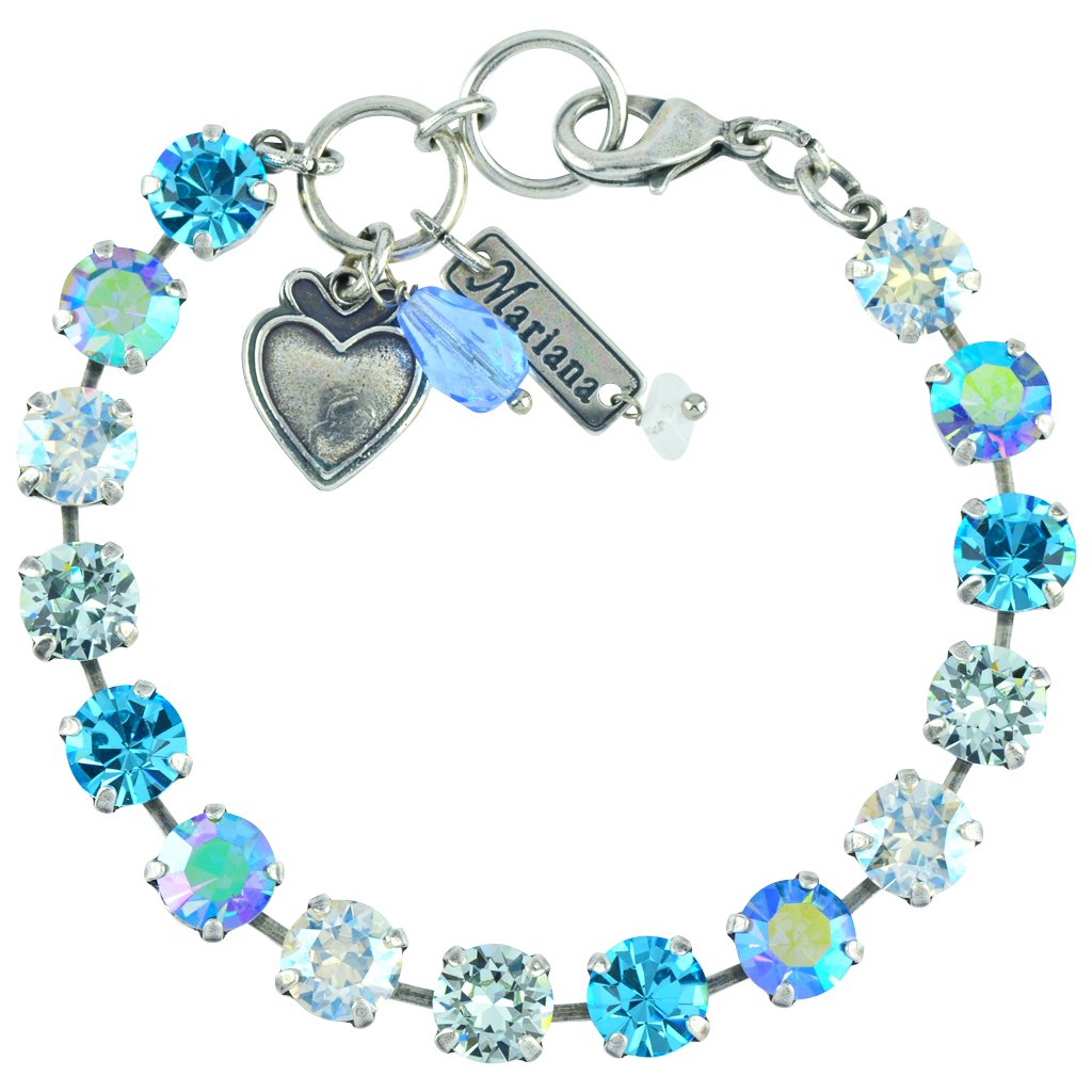 Mariana Handmade Swarovski Crystal Silver Bracelet  4252 141 Aqua AB Clear - ILoveThatGift