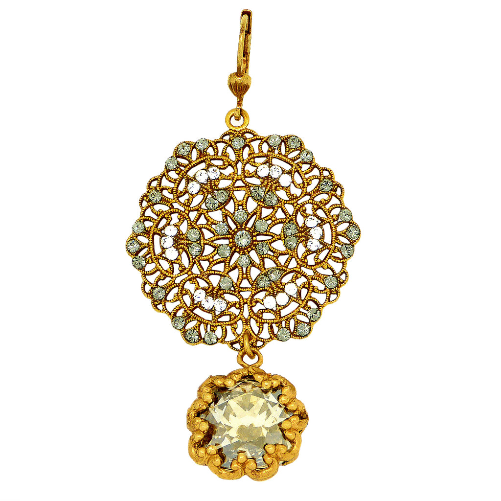 La Vie Parisienne Gold Lace Earrings Encased Black Diamond Crystals 4294G Catherine Popesco - ILoveThatGift
