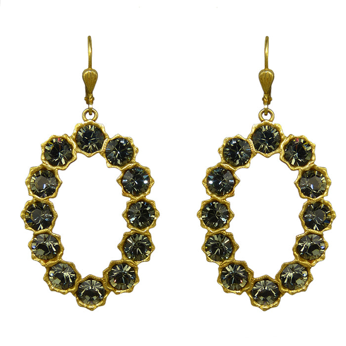 La Vie Parisienne Gold Oval Black Diamond Swarovski Earrings 4708G Catherine Popesco - ILoveThatGift