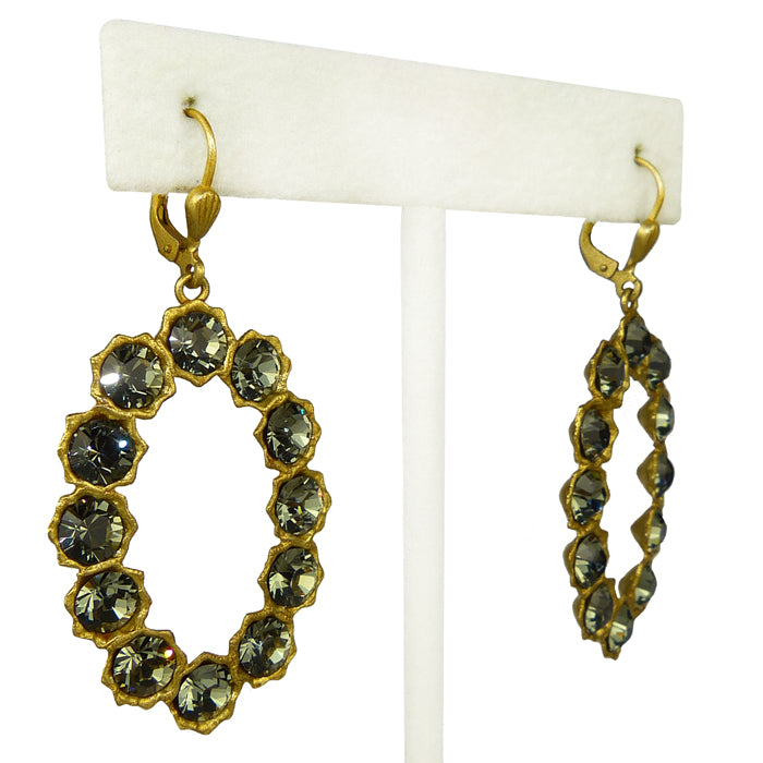 La Vie Parisienne Gold Oval Black Diamond Swarovski Earrings 4708G Catherine Popesco - ILoveThatGift