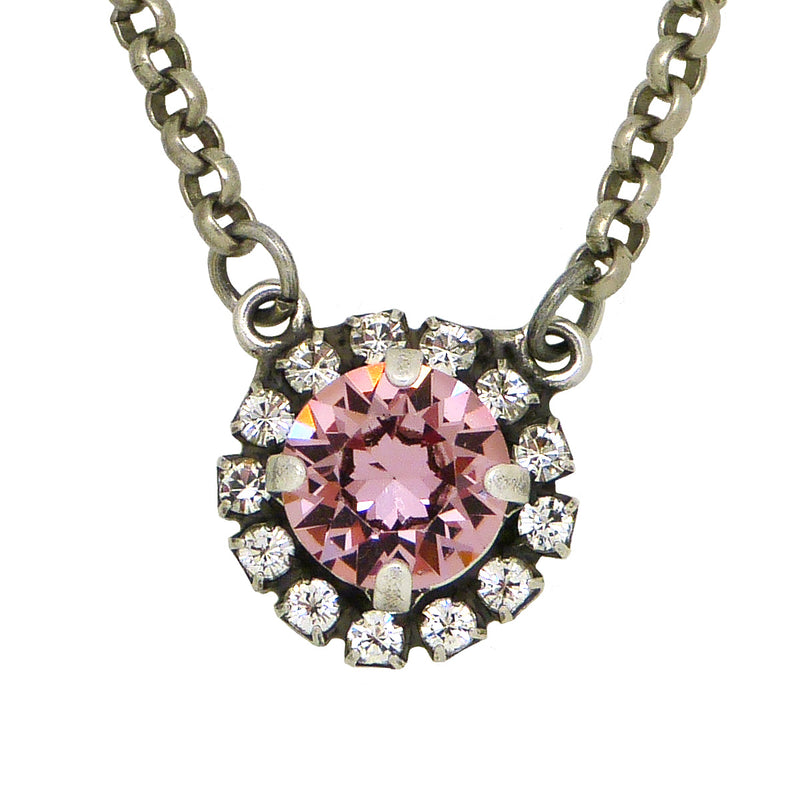 Dorata Handmade Vintage Pink Swarovski Pendant Necklace wear with Mariana - ILoveThatGift