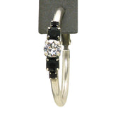 Dorata Handmade Swarovski Crystal Clear Jet Black Hoop Earrings wear with Mariana - ILoveThatGift