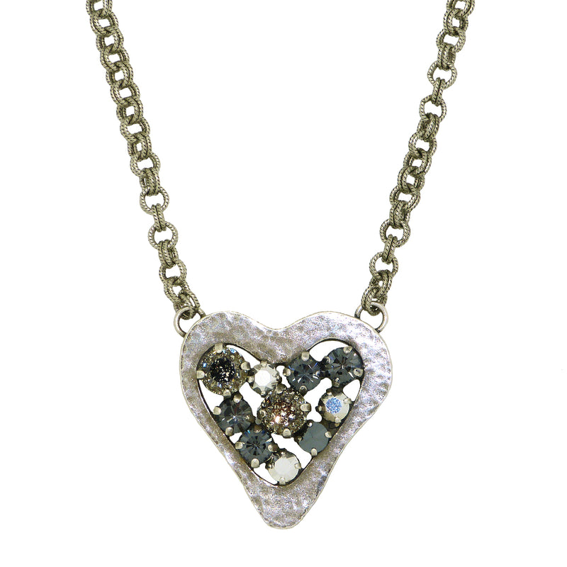Dorata Handmade Swarovski Hammered Heart Pendant Necklace wear with Mariana - ILoveThatGift